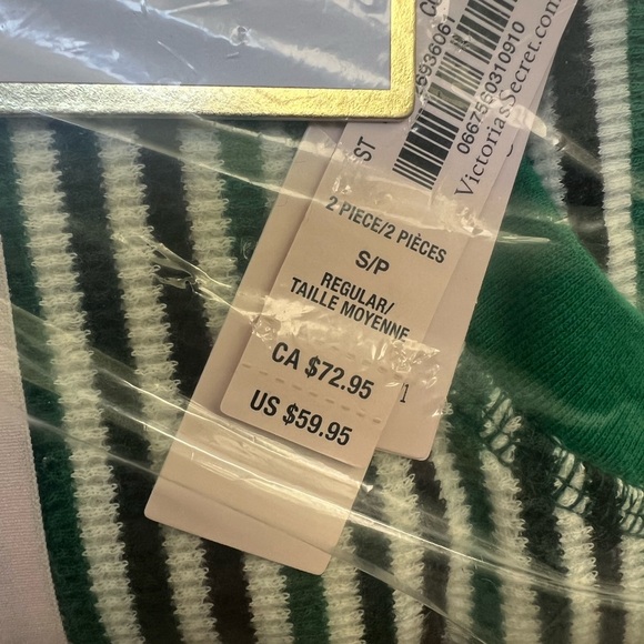 Victoria's Secret Green Striped Pajama Set - Picture 2 of 2